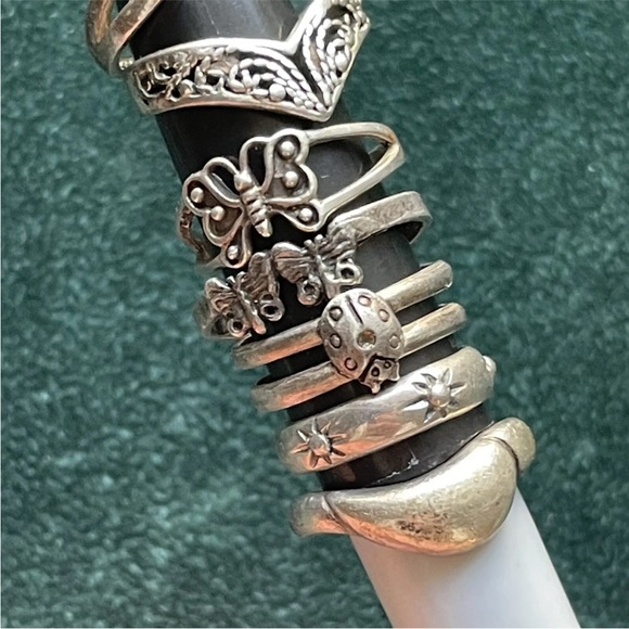 7 Sterling Silver .925 Adjustable Toe Rings Lot - Picture 4 of 5